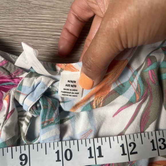 ROXY Tropical‎ Floral Womens Sundress Dress White Cream Sleeveless Medium Summer - Picture 7 of 9